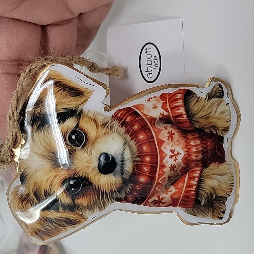 6 Piece "Puppy in a Sweater" Hanging Metal Ornament